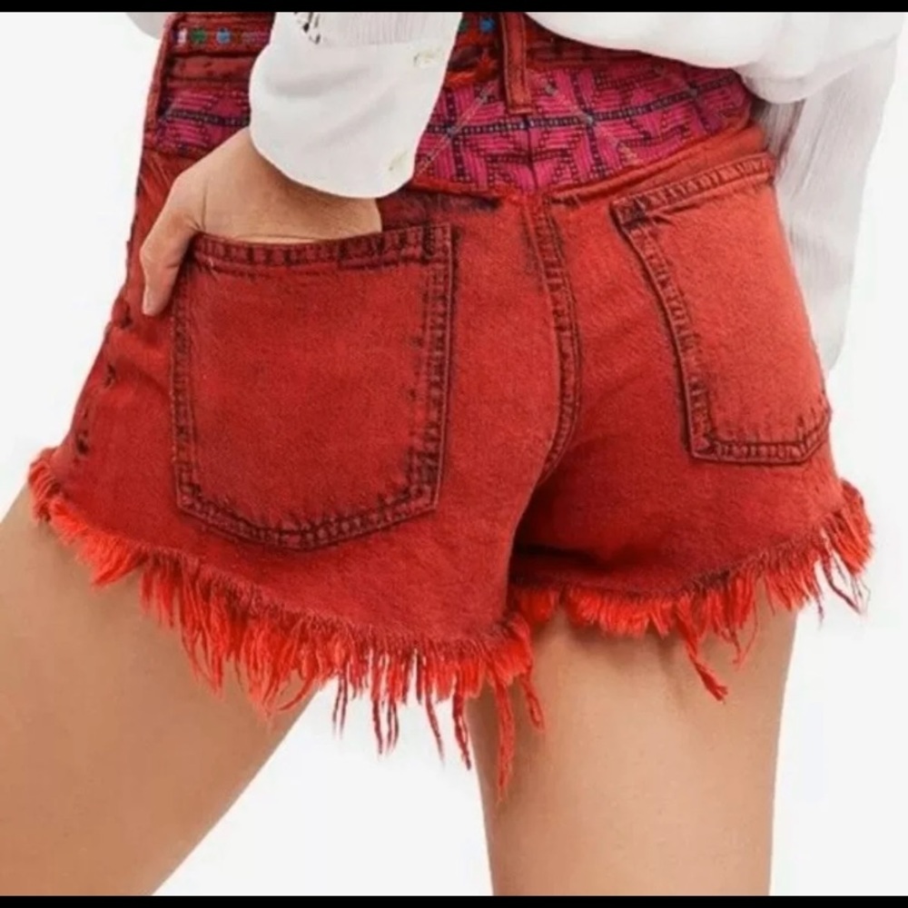 Free People Gypsy Red Cutoff Shorts & lulus top
